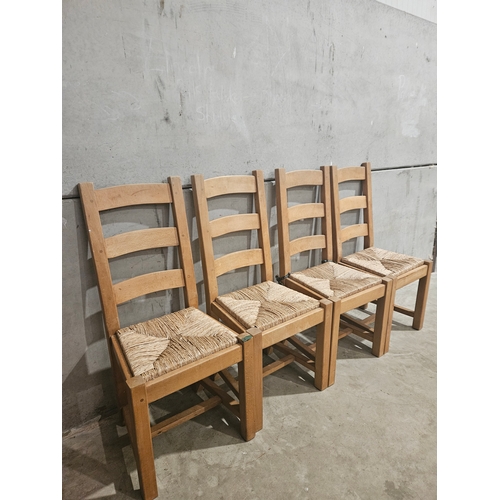 642 - 4 Beech Seagrass Ladder Back Chairs