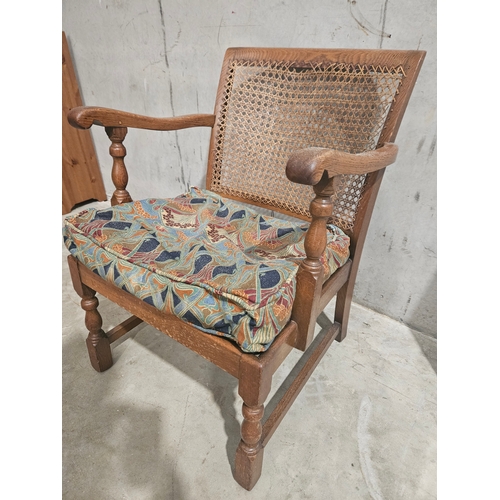 645 - Oak Cane Back Carver Chair