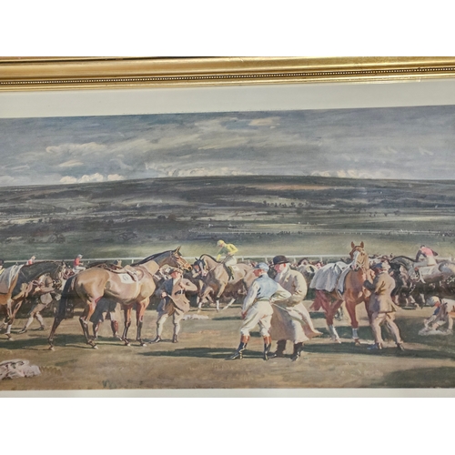 538 - Print 'In The Saddling Paddock Cheltenham March Meeting In Gilt Frame W83cm H63cm