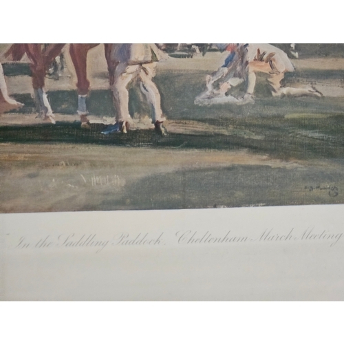 538 - Print 'In The Saddling Paddock Cheltenham March Meeting In Gilt Frame W83cm H63cm