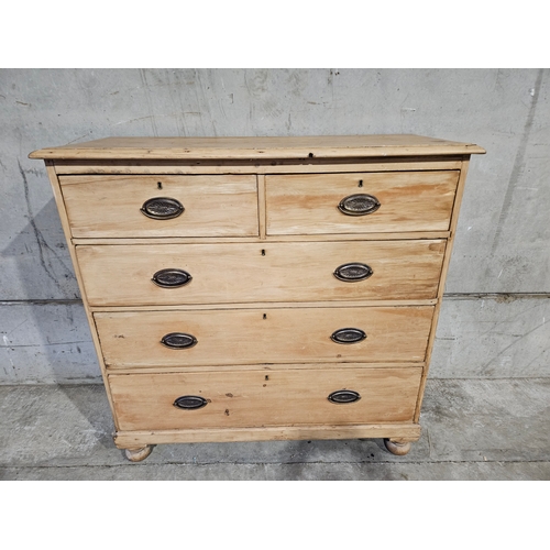 710 - Pine Chest Of Drawers H118cm W119cm D48cm