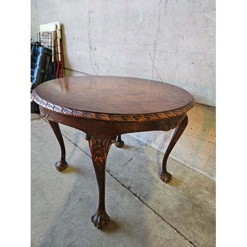 803 - Walnut Ball & Claw Feet Round Coffee Table H60cm W80cm (Slight Damage)