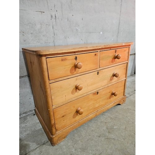 808 - Pine Chest Of Drawers H77cm W107cm D52cm