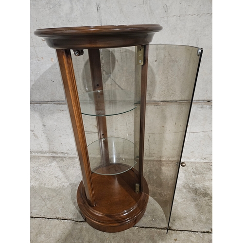 659 - Mahogany Round Display Case H89cm