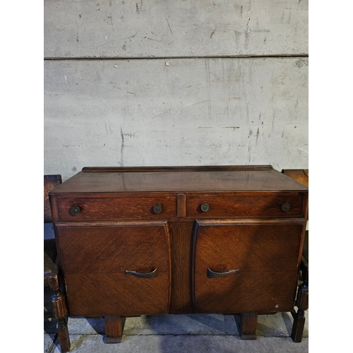 821 - Oak Sideboard H85cm W122cm D48cm & 4 Dining Chairs