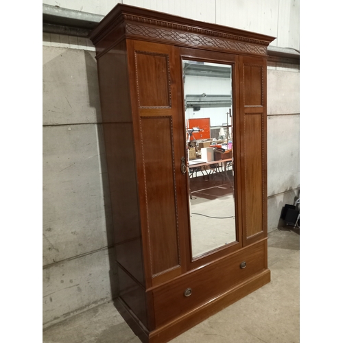 833 - Victorian Mahogany Mirrored Wardrobe H203cm W133cm D54cm