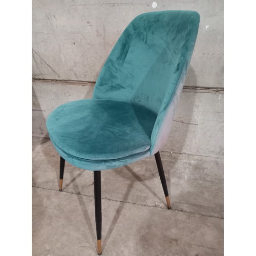 838 - 2 Green Upholstered Dining Chairs & Footstool