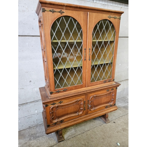 735 - Reproduction Oak Glazed Sideboard/Bookcase H179cm W129cm D45cm