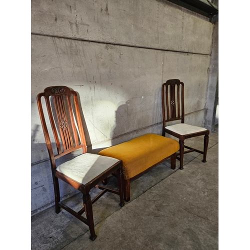 842 - 2 Mahogany Dining Chairs & Footstool