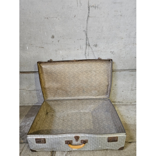 740 - Plated Fire Surround  & Tin Suitcase