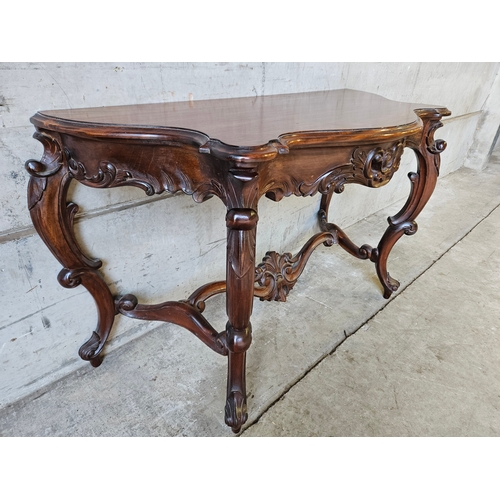 745 - Mahogany Carved Hall Table H74cm L125cm W54cm