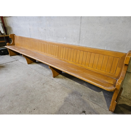 753 - Pitch Pine Church Pew L398cm W85cm