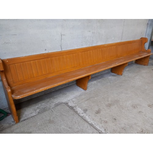 754 - Pitch Pine Church Pew L398cm W85cm