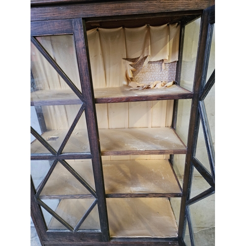 770 - Oak Glazed China Cabinet & Key H139cm W80cm D32cm