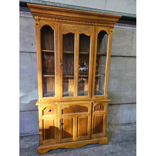 798 - Reproduction Oak China Cabinet/Dresser H198cm W115cm D45cm