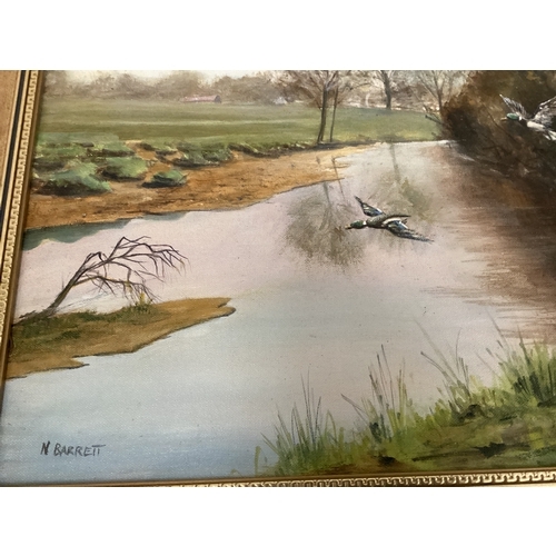 579 - Oil Painting of River Scene, Oil Painting of Alpine Scene And 'Gone Fishing Print By Michael B Sawdy... 