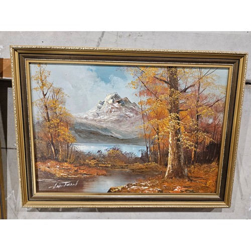 579 - Oil Painting of River Scene, Oil Painting of Alpine Scene And 'Gone Fishing Print By Michael B Sawdy... 