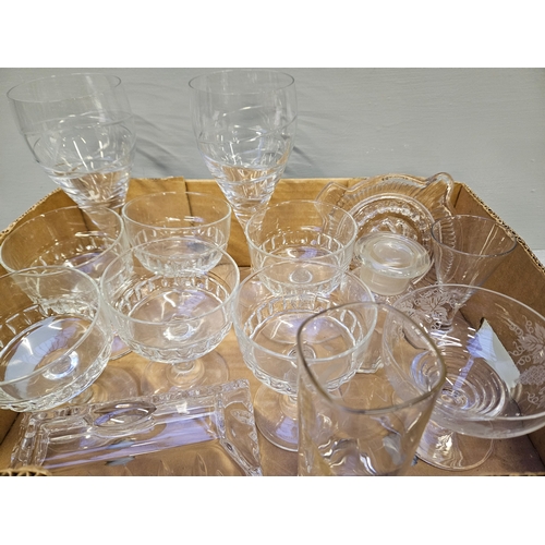 37 - 2 Coloured Glass Dishes,  Coloured Glass Vase & Assorted Glasses Etc