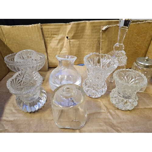 42 - Assorted Coloured Glass Vase, Dish, Glasses, Salts Etc