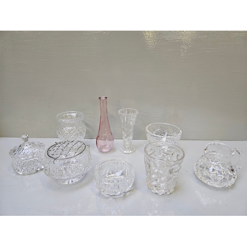 45 - Box Including Cut Glass Vases, Dressing Table Pieces Etc