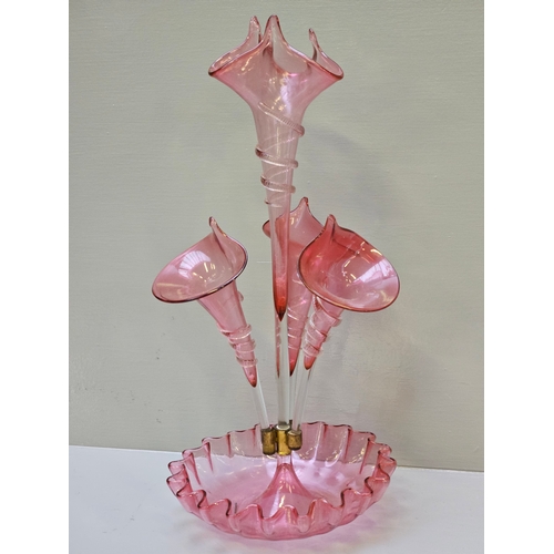 49 - Large Victorian Ruby Glass Epergne H51cm W24cm