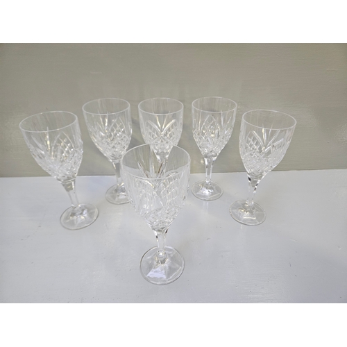 57 - 2 Cut Glass Decanters, 6 Wine Glasses, 6 Whisky Tumblers, 6 Sherry Glasses Etc