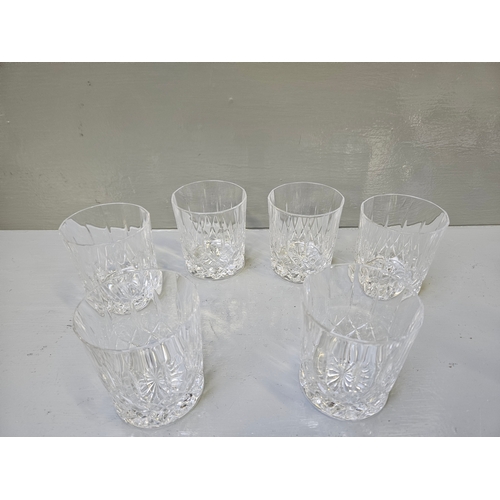 57 - 2 Cut Glass Decanters, 6 Wine Glasses, 6 Whisky Tumblers, 6 Sherry Glasses Etc