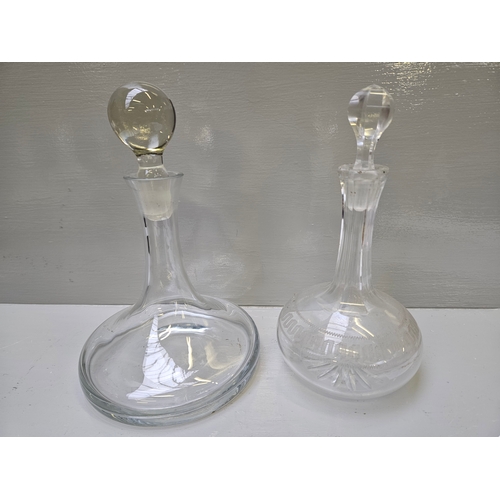 61 - Ship's Decanter, 4 Others & 8 Shot Glasses