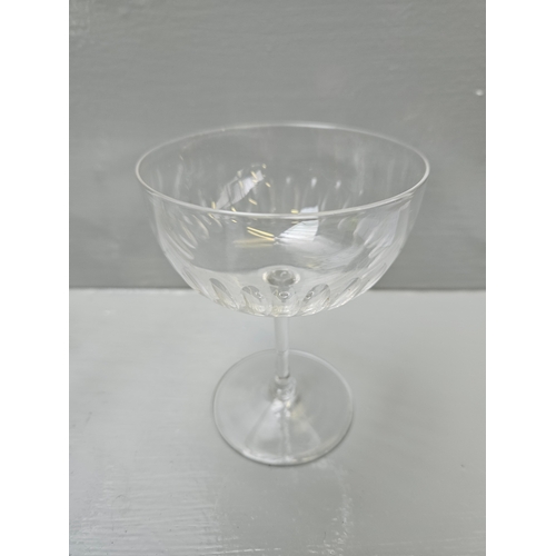 75 - Carnival Glass Dish, 6 Cocktail Glasses, Domed Display Cabinet