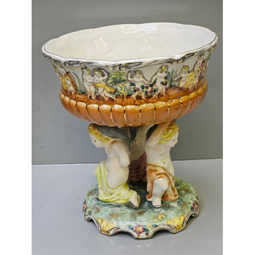 89 - Alcobaca Portugal Angel Cherub Fruit Candy Footed Bowl H28cm