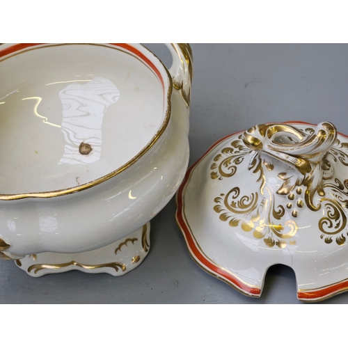 102 - Victorian Oriental Soup Tureen On Stand & 1 Other