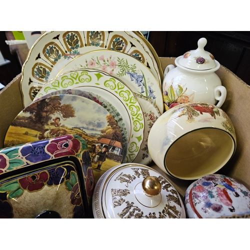 124 - Box Of Assorted Collector's Plates, Lidded Dishes Etc