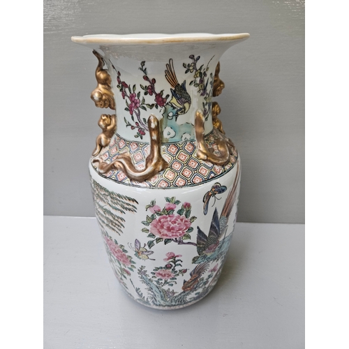 145 - Oriental Mantel Vase H37cm (Hole In Bottom)