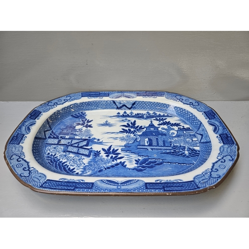 154 - 2 Large Meat Plates - 1 Damaged