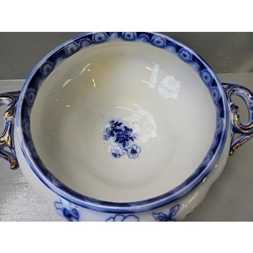 190 - Victorian Blue & White Soup Tureen H28cm