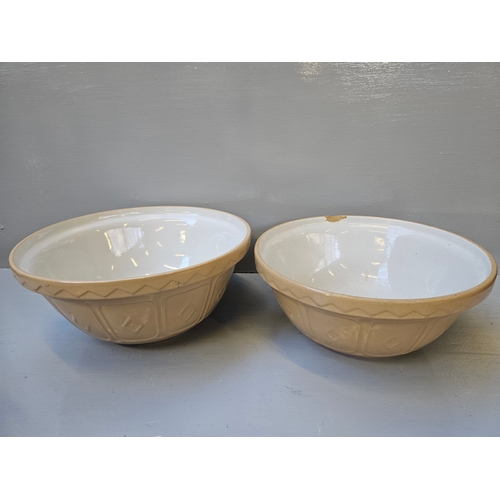 193 - 3 Ware Mixing Bowls (2 Damaged), Cream Jar & Creamware Bottle