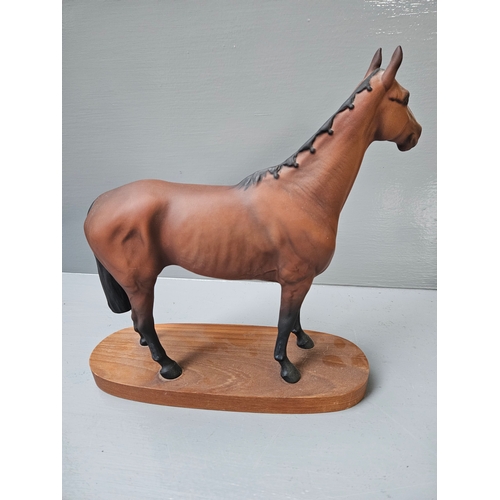 206 - Beswick Horse On Wood Base & 2 Beswick Donkeys