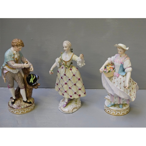 211 - Royal Doulton Flambé 'The Geisha' Figurine, Royal Worcester 'Grandmother's Dress' Figurine, 3 Meisse... 