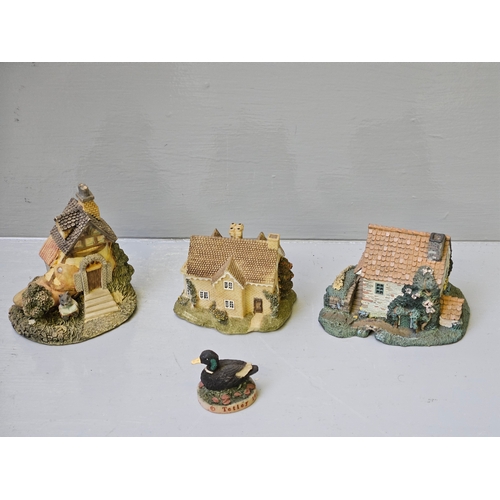 213 - 3 Assorted Cottage Figurines & Duck Figurine