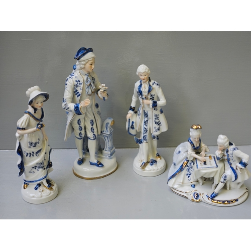 218 - Pair Of Miniature Staffordshire Dogs, Beswick Foal, 4 Assorted Blue & White Figurines Etc