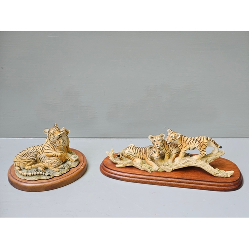 222 - 2 Tiger Figures On Wood Bases