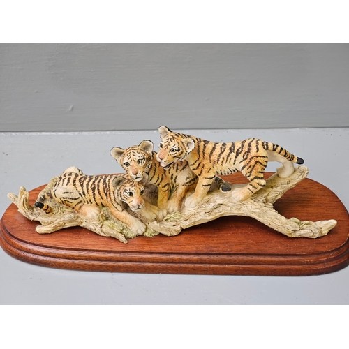 222 - 2 Tiger Figures On Wood Bases