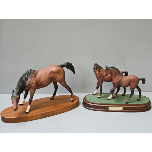 223 - Beswick Spirit Of Nature Horse On Wood Base & Beswick Spirit Of Love On Wood Base