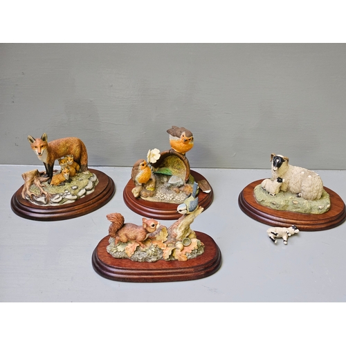 234 - 4 Assorted Border Fine Arts Fox, Bird, Sheep Figurines Etc (Some Damage)