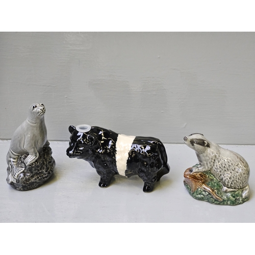 242 - 2 Beswick Beneagles Scotch Whisky Seal & Badger Miniatures, 2 Beswick Donkeys, Beswick Blackface Ewe... 