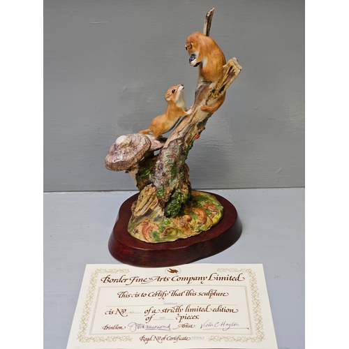 246 - Border Fine Arts 'Doormice'  L07 By V Hayton Limited Edition  43/500 On Wood Base With Certificate H... 