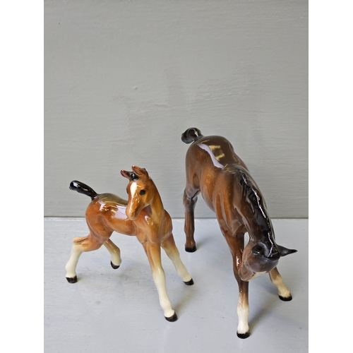 248 - 2 Beswick Fox Figures, 2 Beswick Foals, & Beswick Black & White Small Sheepdog