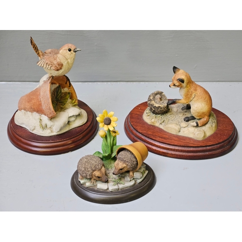 251 - 3 Border Fine Arts Fox, Bird, Hedgehog Figures