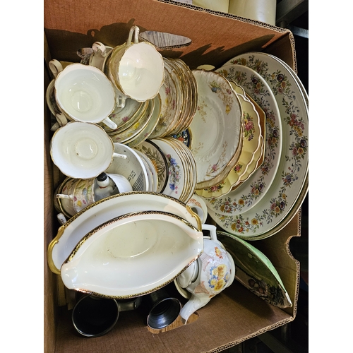 279 - Box Of Assorted China Plates, Cups Etc