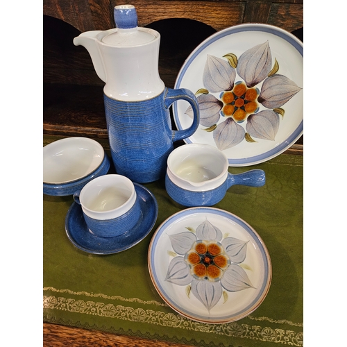 282 - 56 Pc Blue Patterned Dinner Service Set And Denby Plates